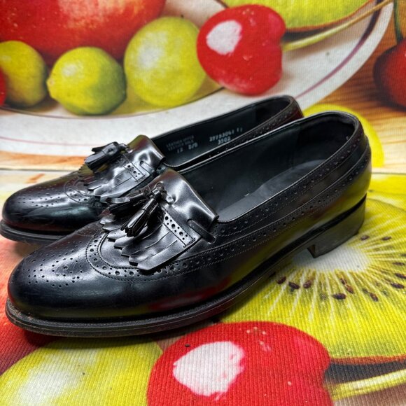 Hanover Mens Size 12 D/B Black Leather Tassel Loafers Made...